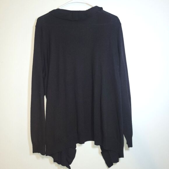 Talbots Black Ruffle Open Cardigan Sweater 1X - Picture 3 of 9